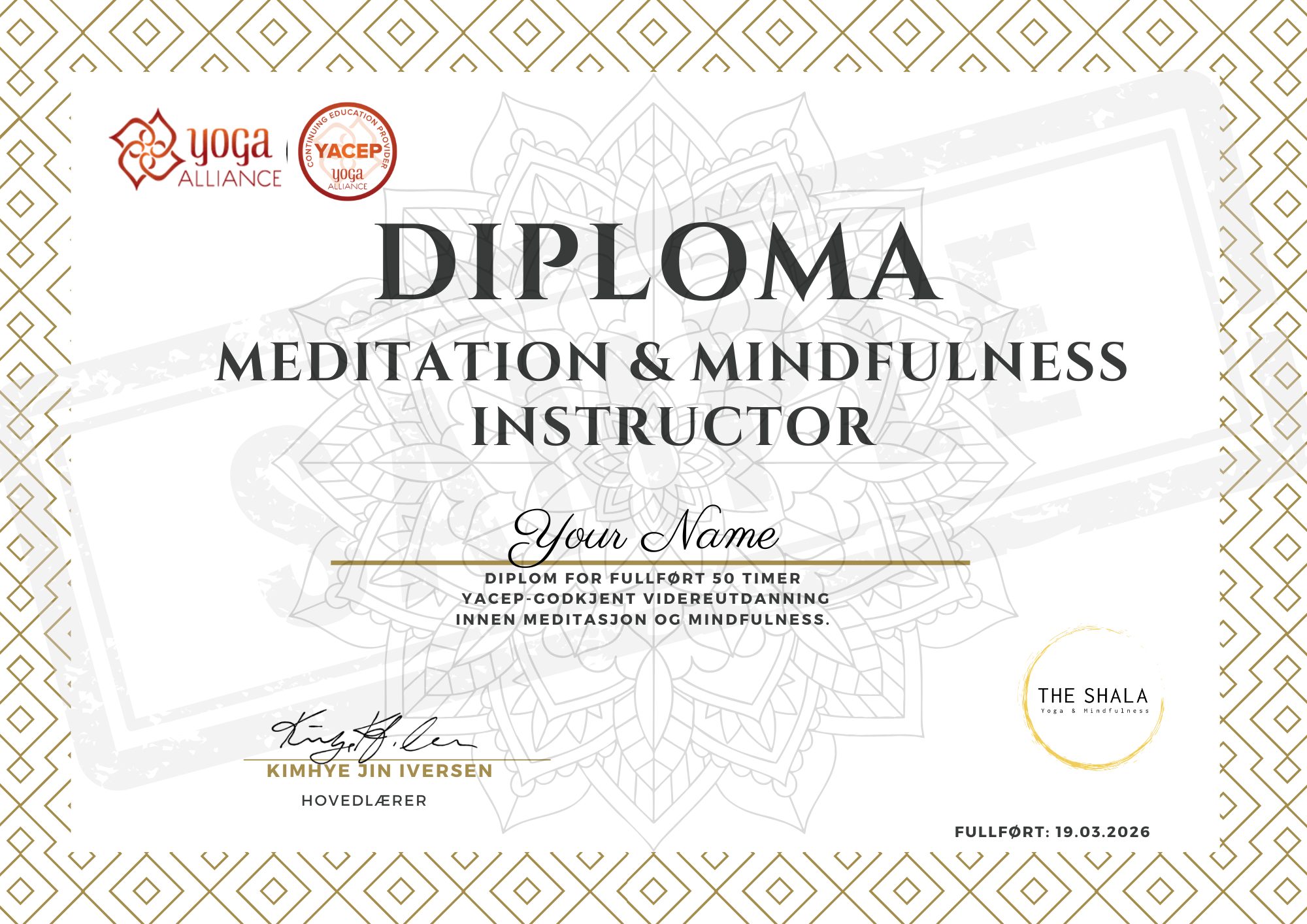 Official Instructor Certificate